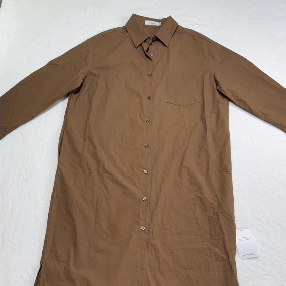 The Frankie Shop Brown Cala Maxi Shirt Dress